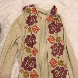 Cream/Floral hooded cardigan
